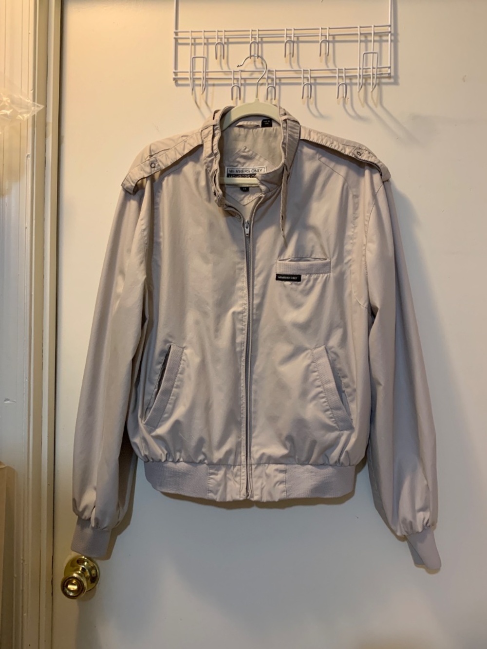Vintage Members Only Tan Beige Bomber Jacket - Size 44